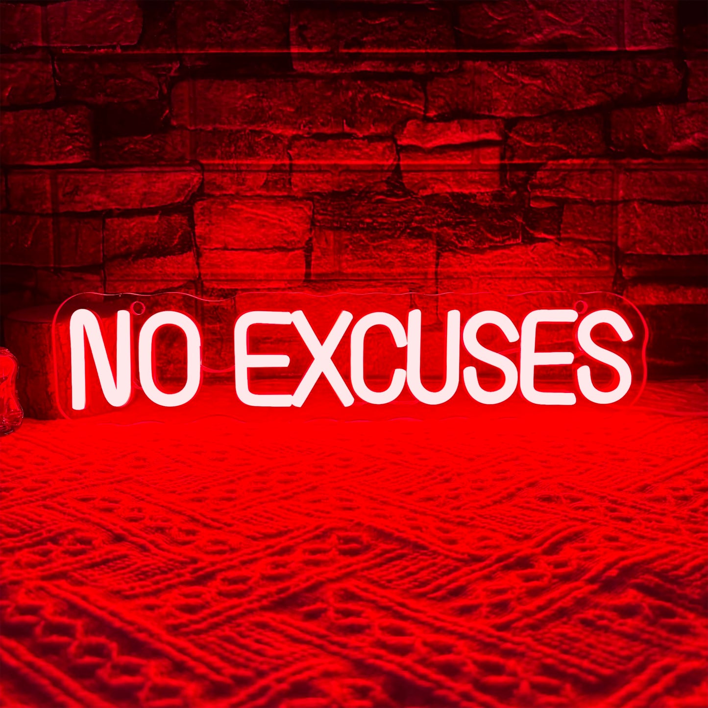 No Excuses Gym Neon Sign, GYM Motivational Neon Workout Neon Sign Fitness Studio Training Room Decor GYM Wall Art Decor Light Sign Gym Enthusiasts Gymnastic Sign(14.1 * 3.1in)