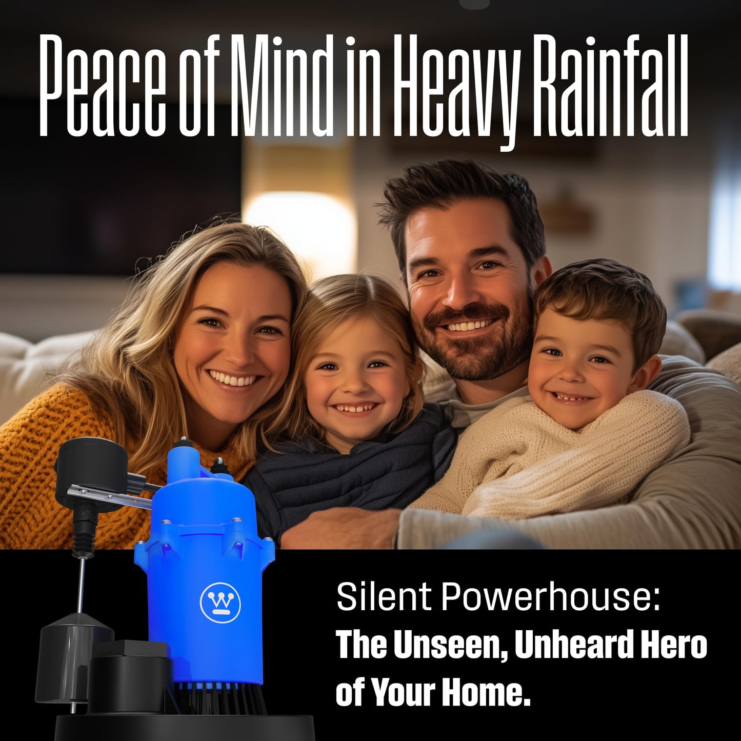 Westinghouse Sump Pump 1/2 HP 69 GPM Submersible Water Pump Automatic Vertical Float Switch Heavy Duty Basement Crawl Space Flood Removal Pump High Flow Water Drainage