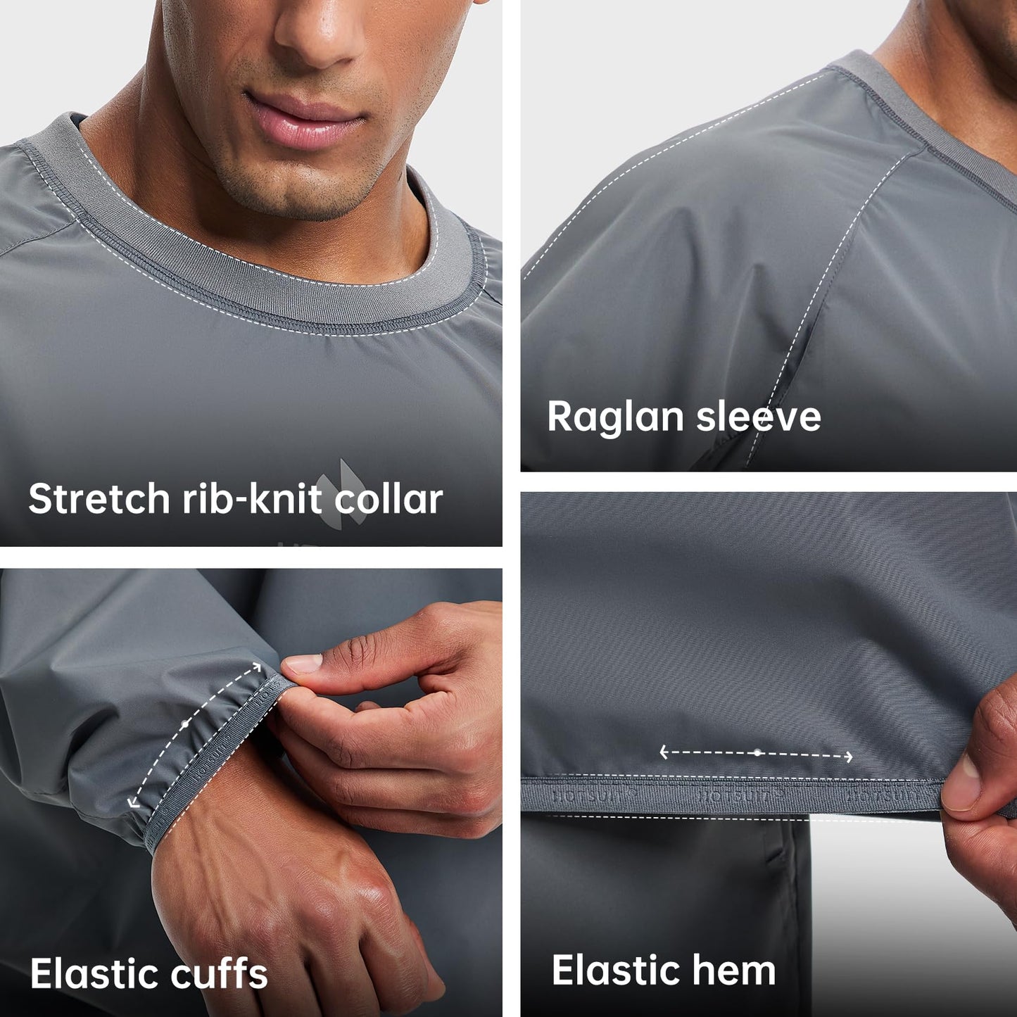 HOTSUIT Men's And Womens Sauna Suit Jacket Anti Rip Gym Workout Pullover Sauna Sweat Jacket, Grey, XL