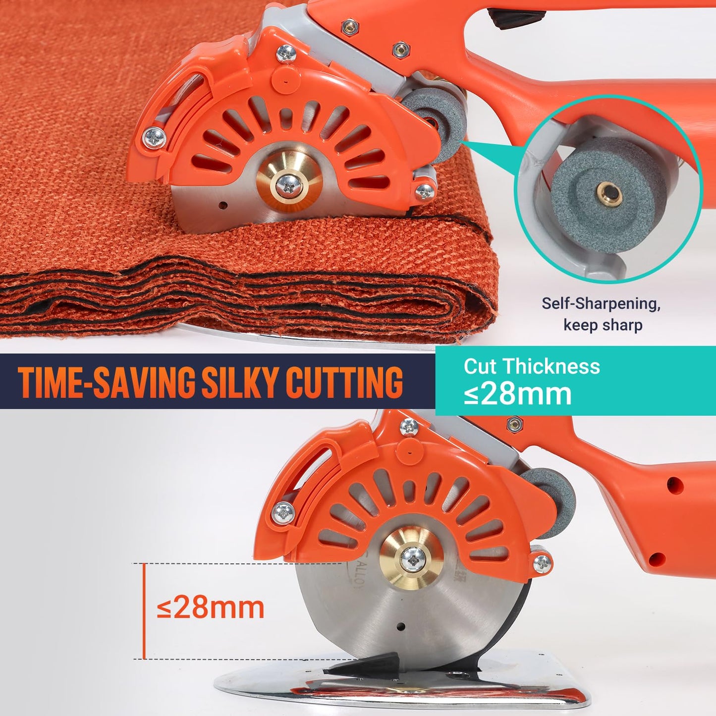 VLOXO Cordless Electric Rotary Scissors Power Fabric Cutter Rechargeable Rotary Cloth Scissors Adjustable Speed Electric Cutter with 2 Battery for Cutting Fabric Carpet Leather Multi-Layer Cloth