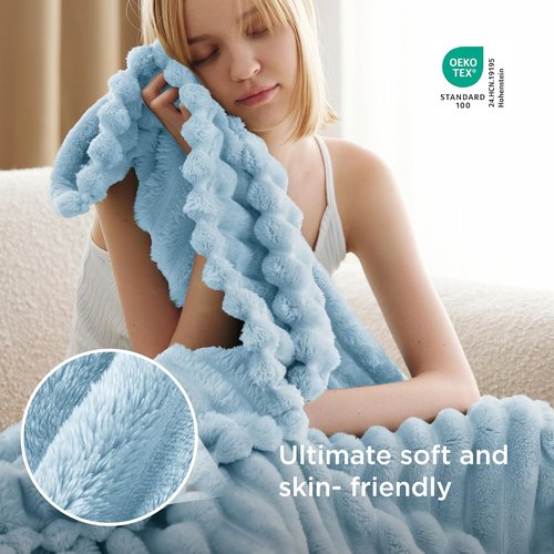 Bedsure GentleSoft Blue Fleece Blanket - Cozy Soft Throw for Couch, Light Blue, 50x70 Inches