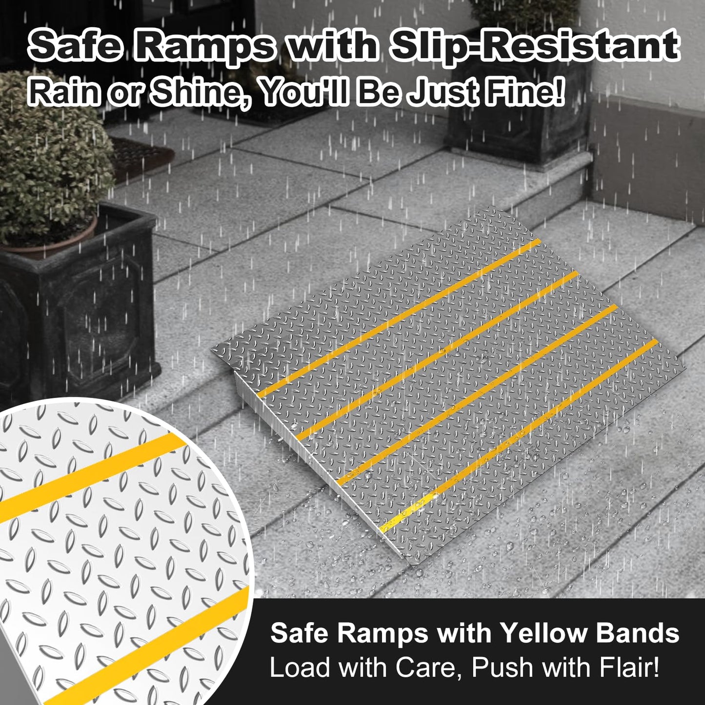 Shed Ramps, 27.6" x 37.4" Threshold Ramps for Doorways Home Steps, 800 Lbs Capacity Anti-Slip Portable Ramps for Garages, Barns, Metal Motorcycle Ramp for Wheelchairs, ATV, Lawnmower, Golf Cart