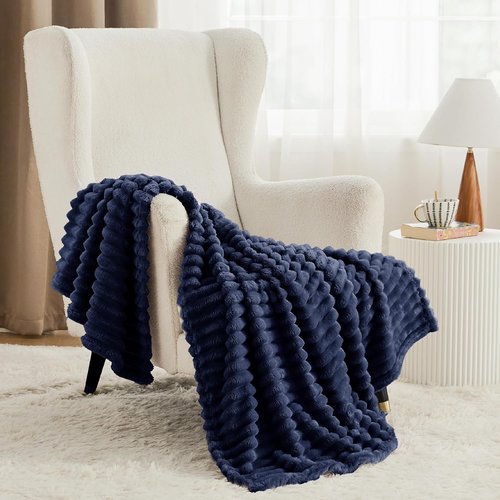 Bedsure GentleSoft Navy Blue Fleece Blanket - Cozy, Soft Throw for Couch | 50x60 Inches