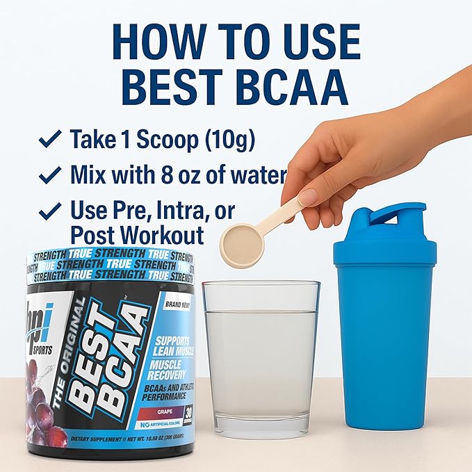 BPI Sports Best BCAA Powder - Muscle Recovery Support - Branched Chain Amino Acids | Building Blocks of Protein and Muscle - Post Workout Recovery ??Hydration - Grape, 30 Servings