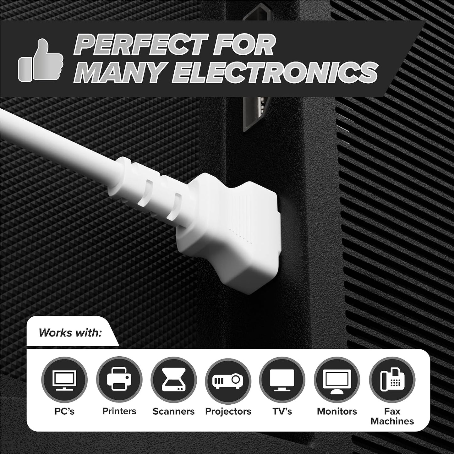 THE CIMPLE CO 15 3 C13 5-15P C13 320-15 (4 FT - Prong AC Power Cable for Computer, Medical, Server, & Desktop - Power