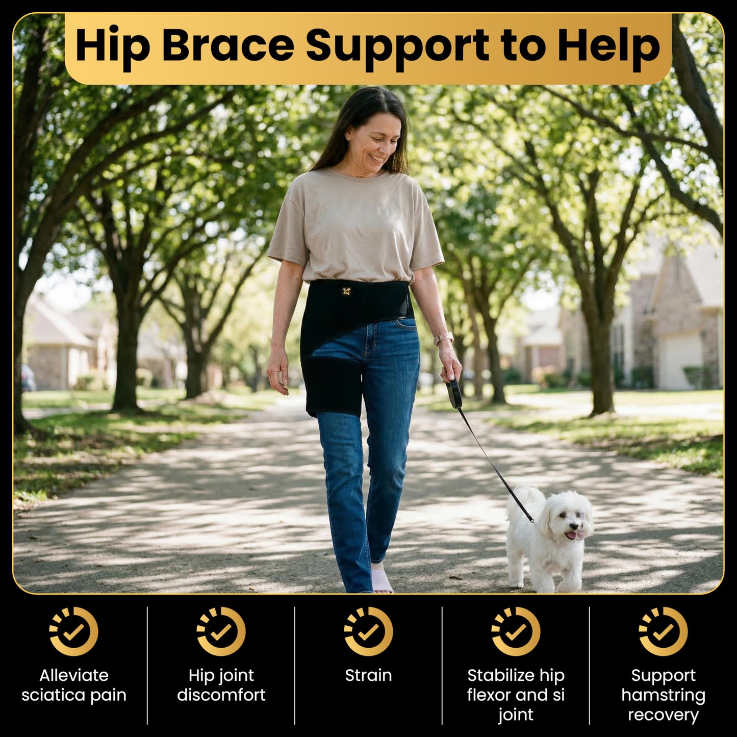 CopperJoint Adjustable Hip Brace for Women and Men, Black, One Size-Hip Support Brace for Groin, Hamstring, Thigh,Bursitis & Hip Arthritis, Left or Right Wear, Ideal for Daily Active Use