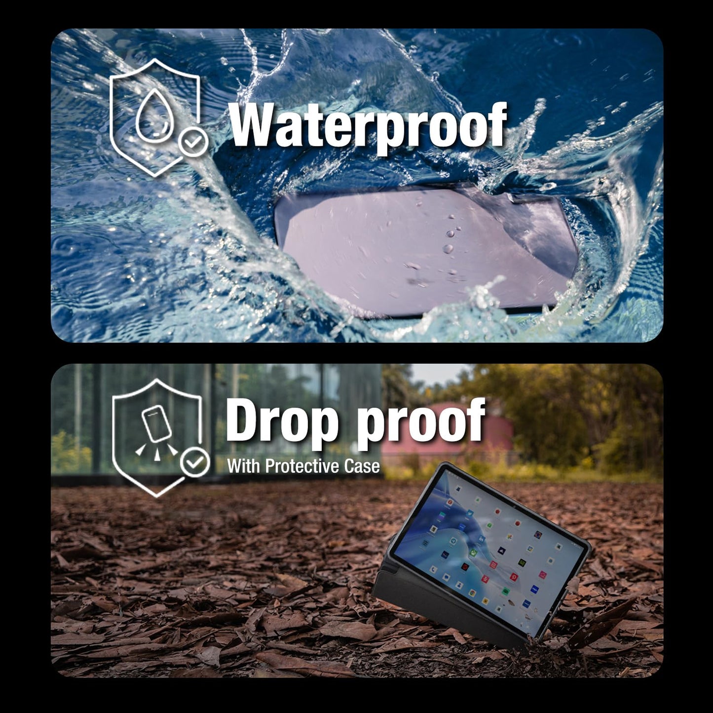 AGM PAD P1 Rugged Android Tablet with Case, 10.36-inch 120Hz FHD 2K Display, Waterproof & Drop-Proof & Dustproof, MTK G99, Android 13.0, Dual Box Stereo Speakers, 7000mAh, 4GB+128GB[TF 2TB], GPS, WiFi