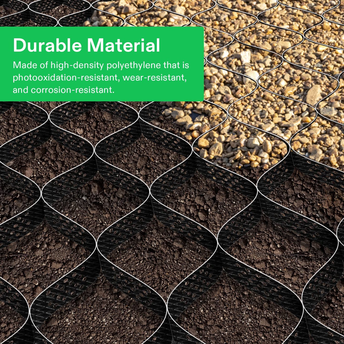 VIVOSUN 3’’ Depth Ground Grid, 9x17 ft, High-Density HDPE Geo Cell, 1885 lbs per sq ft Load, Foldable & Tensile, Easy Installation with Gloves, Perfect for Gardens, Driveways, Pathways