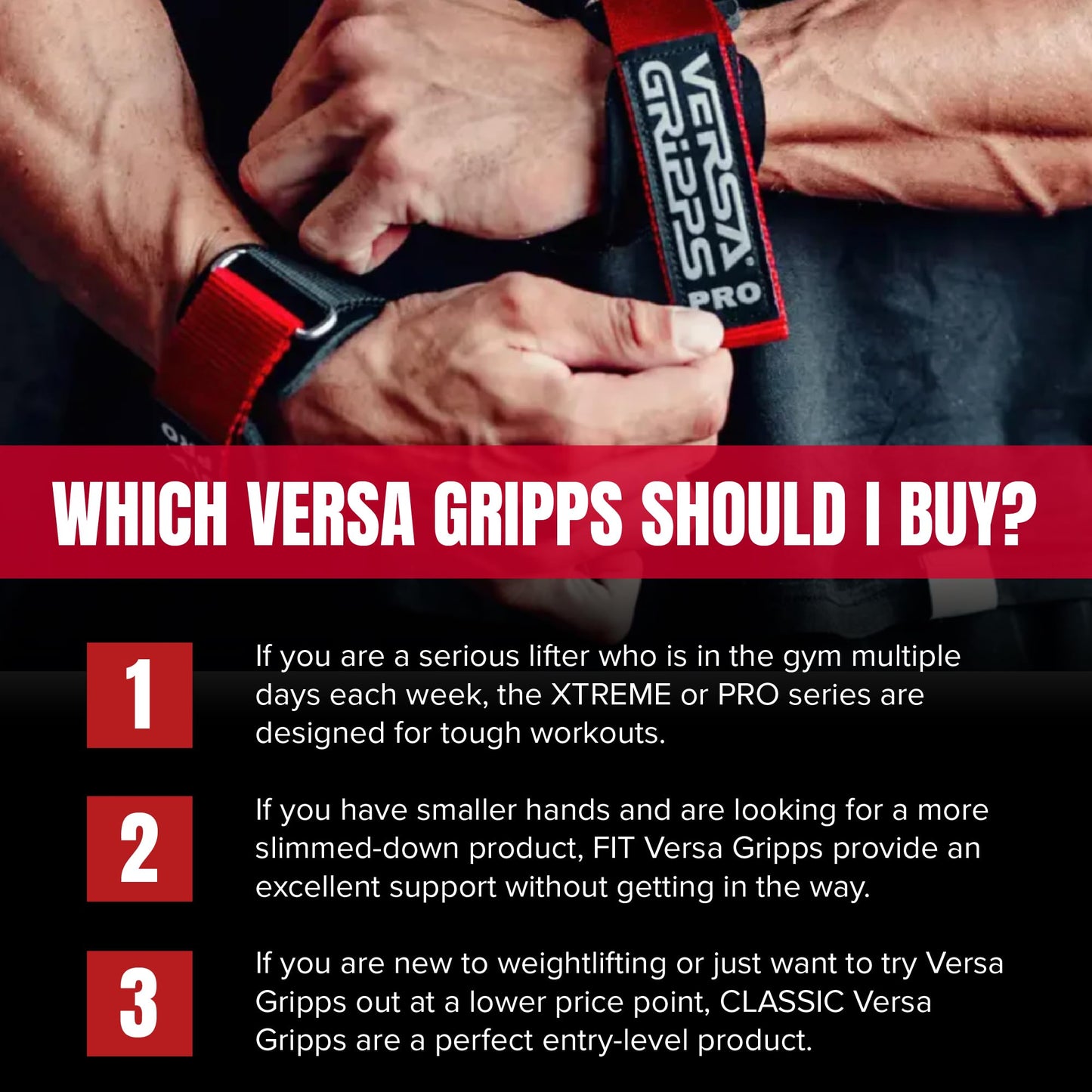Versa Gripps Pro, Made in USA, Wrist Straps for Weightlifting Alternative, Best Training Accessory, R/L, Black