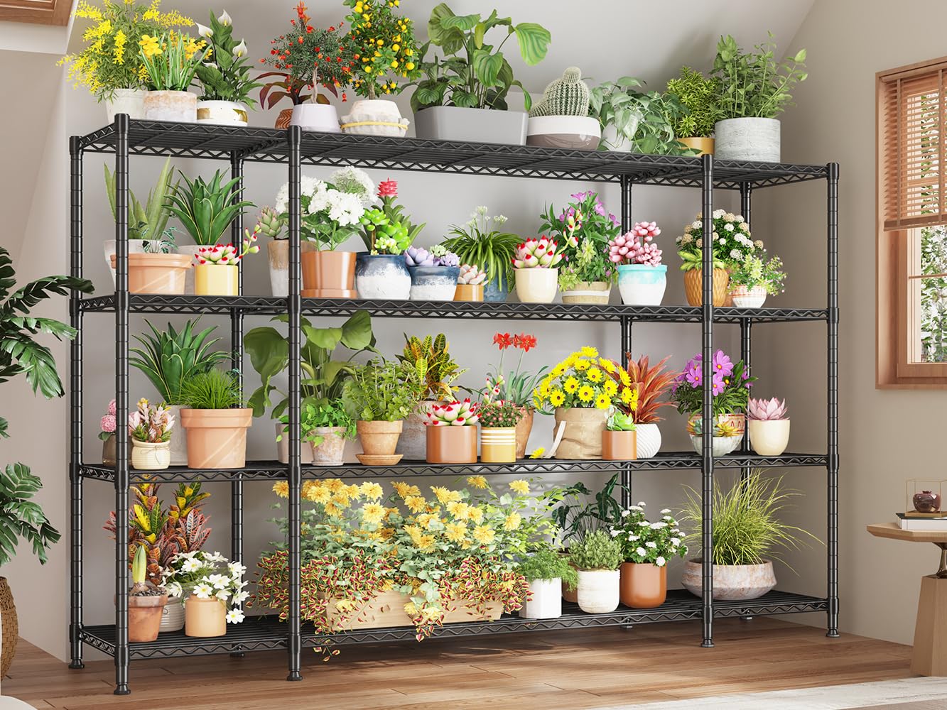 REIBII 78.4" W Storage Shelves 1500LBS, Metal Shelving Unit Wire Shelving for Garage Storage Rack, Adjustable Metal Shelf for Pantry Commercial Kitchen Garage Shelves, 78.4" W x 11.8''D x 59''H