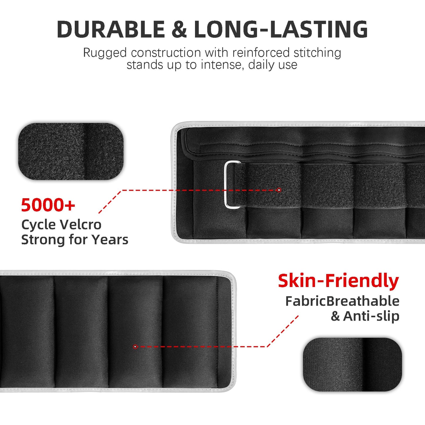 BemixHwy Adjustable Ankle Weights Set 1 Pair 2-10 lbs, Comfortable Leg Weights for Walking, Running, Pilates, Yoga, Home Workout & Physical Therapy (Fzbt_Black)