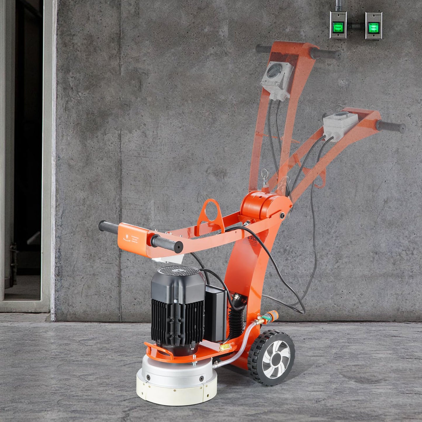 VEVOR 10-Inch Electric Concrete Floor Grinder, 1.7HP Walk-Behind Polisher, 1300W, 1720RPM Brushless Motor