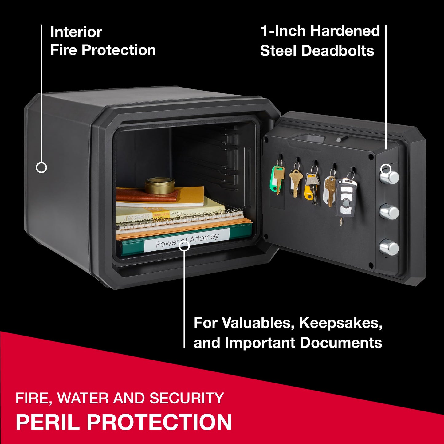 SentrySafe Fireproof and Waterproof Shelf Safe, Large Home or Office Safe with Dial Combination Lock and Override Key, 0.81 Cubic Feet, FPW082KSB