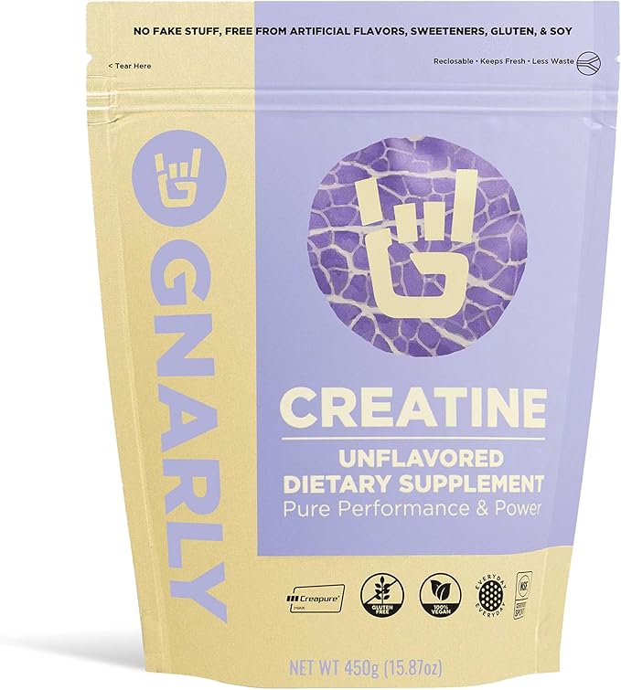 Gnarly Nutrition Creatine Powder – Creapure, Vegan Creatine Supplement – NSF Sport Certified, Optimized Recovery – Sports Nutrition – 5g Creatine Monohydrate – Unflavored, 15.87 oz