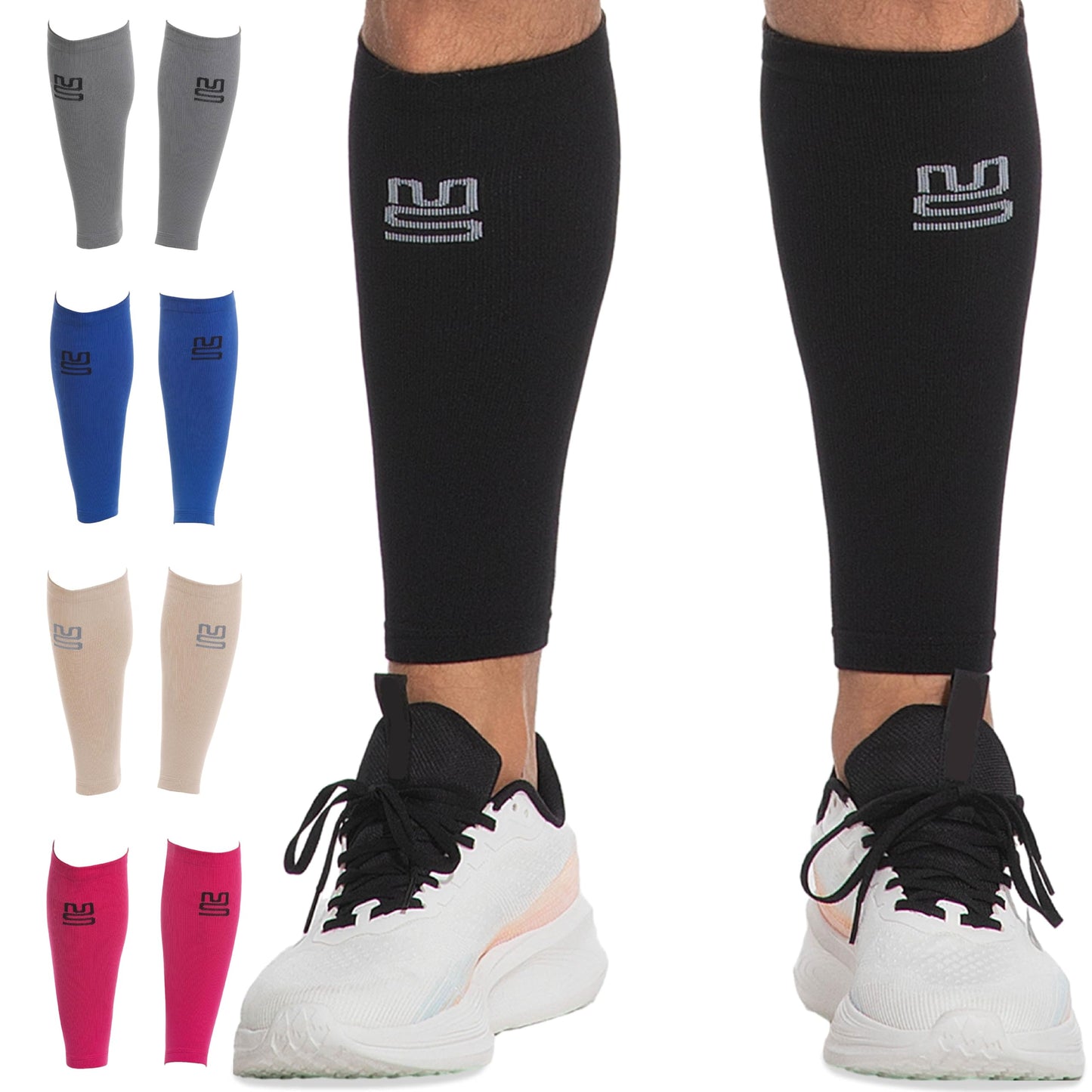 Modetro Sports Calf Compression Sleeves - Leg Sleeves for Men and Women - Shin Splint Relief Support Brace Running Flights