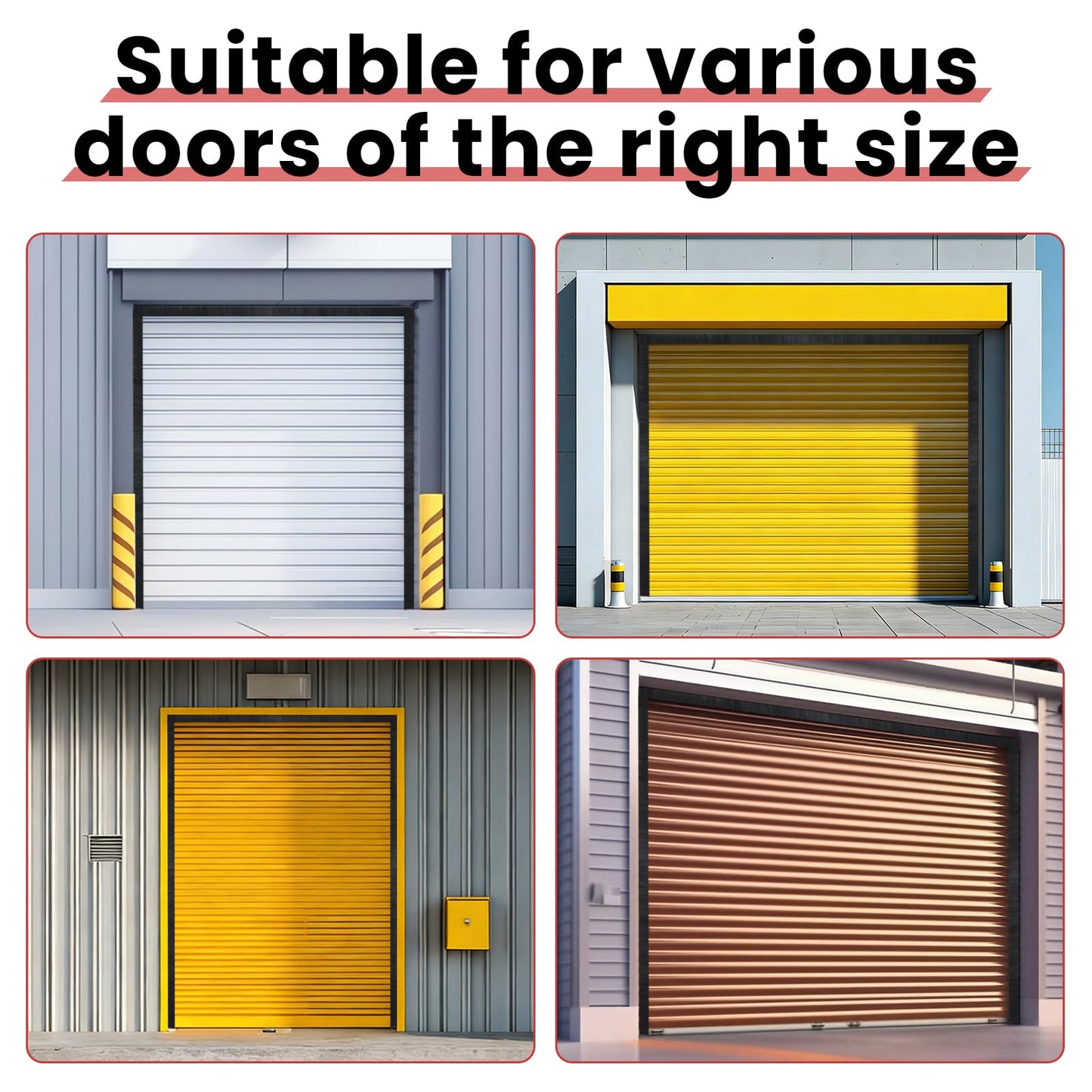 Roll up Door Brush Seal,10 x 10ft Garage Door Brush Seal Kit, 3" High-Density Nylon Brush with Aluminum Track, Easy Mounting, Complete Top and Side Seal Set for Warehouse/Commercial
