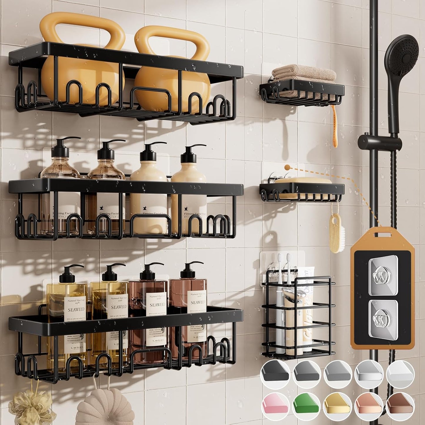 Veken Shower Head - High-Pressure Water Flow | Durable Shower Caddy Included