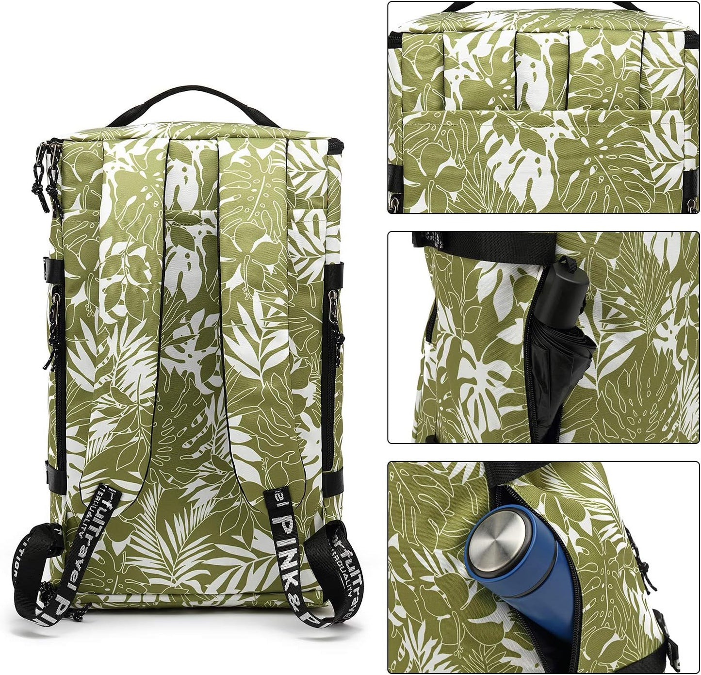 Backpack 4-Way Kalesi Gym Duffle Bag Waterproof with Shoes Compartment for travel Sport Hiking laptop (olive-green)