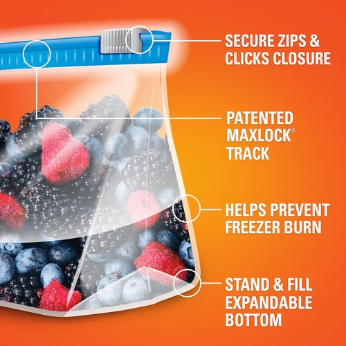 Hefty Gallon Size Slider Freezer Storage Bags - 56 Count for Freshness & Organization