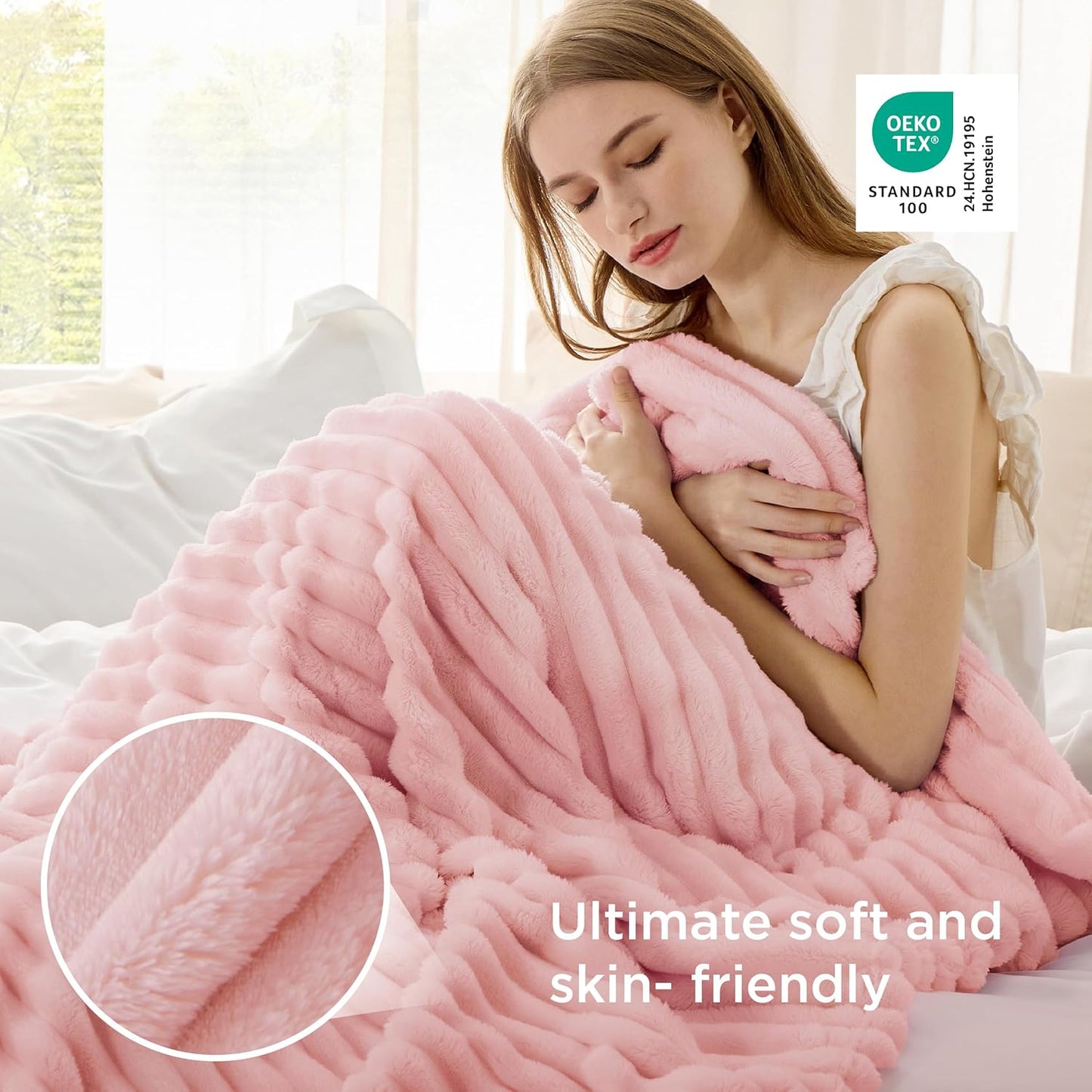 Bedsure GentleSoft Twin Fleece Blanket - Super Soft Coral Pink Cozy Throw for Women | 60x80 Inches