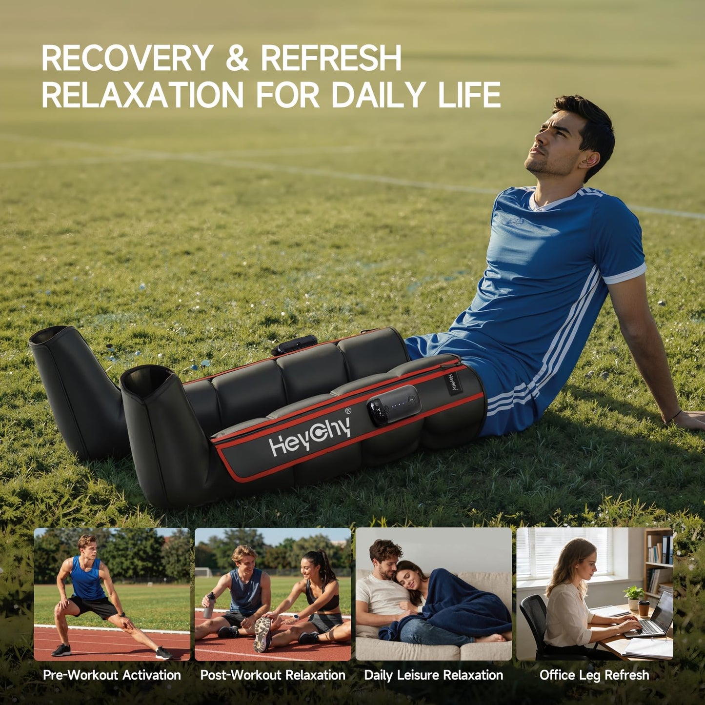 Air Compression Recovery System for Foot and Leg - Professional Sequential Massage Boots with Cordless Design & 5 Pressure Levels -Circulation & Pain Relief for Athletes, Runners, Seniors (Large)