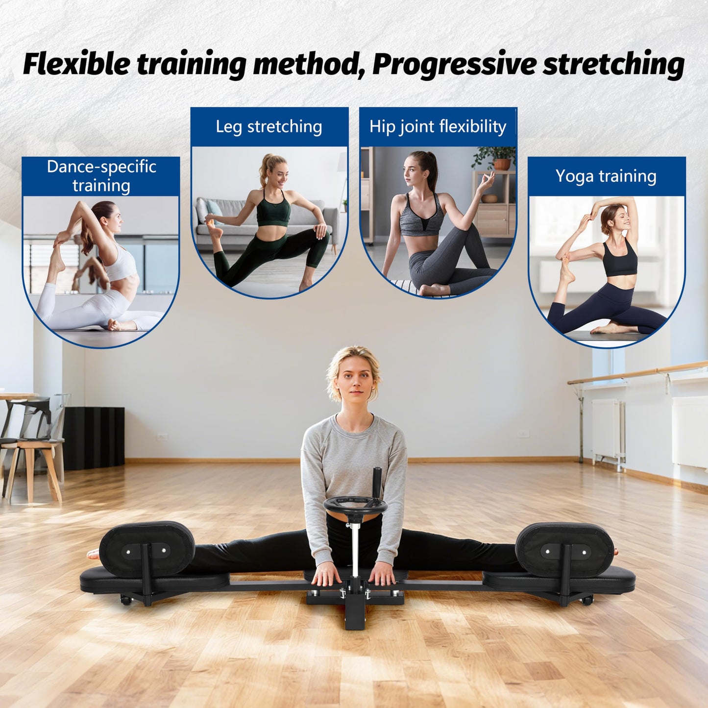 EVERYAMTE Leg Stretcher, Heavy Duty Steel Split Machine for Flexibility Training, 300LBS Leg Stretch Machine, Durable and Easy to Install Home Stretching Equipment, Improve Flexibilit