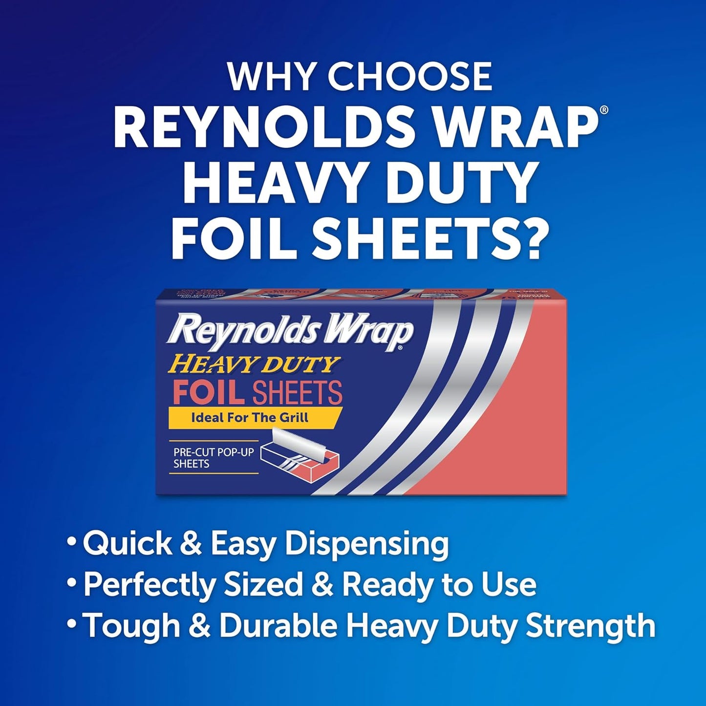 Reynolds Wrap Heavy Duty Aluminum Foil Sheets - Pre-Cut Pop-Up Design | 30 Sheets (Pack of 5)