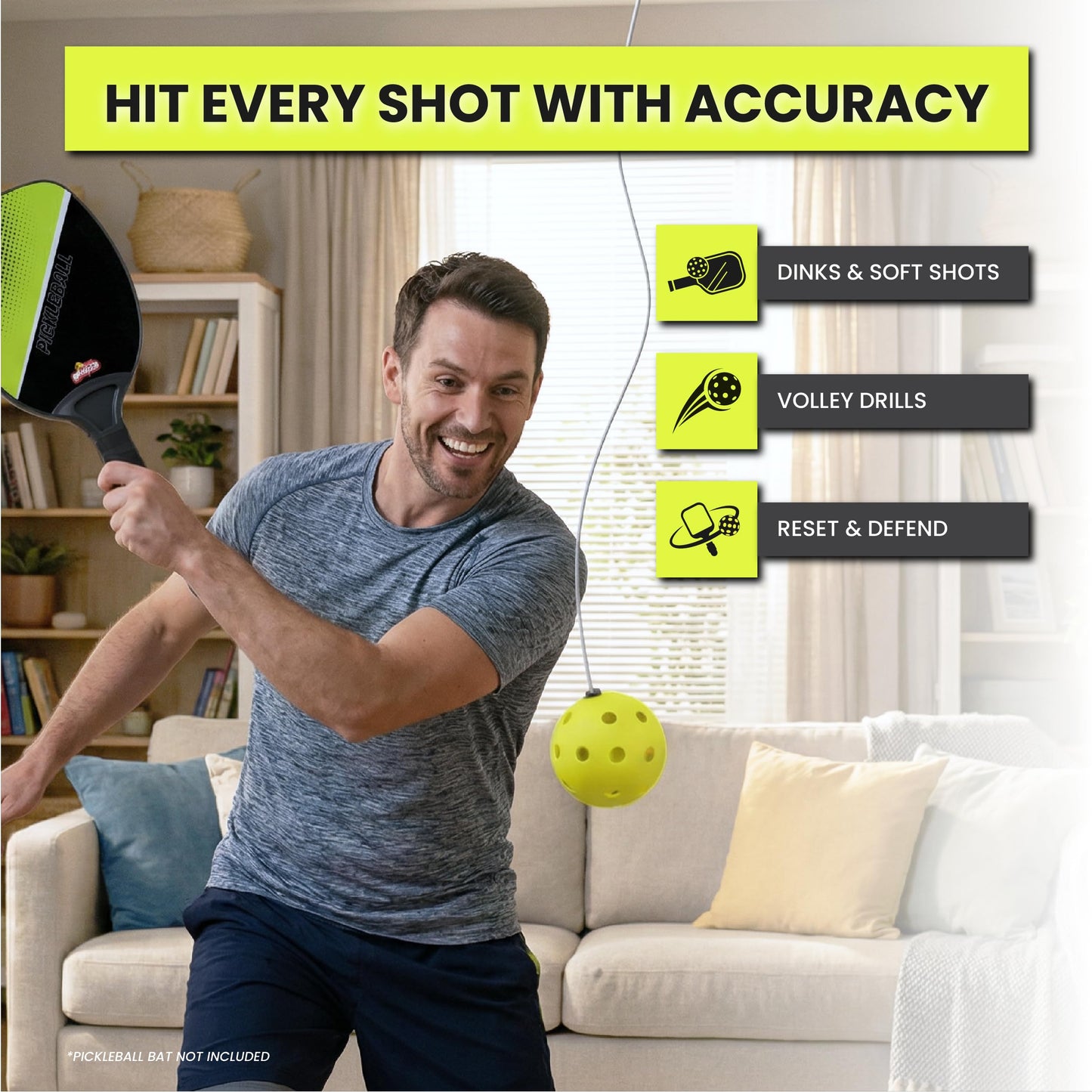Swingball Solo Pickleball Trainer Set – Wall Mount Rebounder with Real Ball Tether – Indoor/Outdoor Practice Partner for All Skill Levels – Perfect Solo Training Aid - No Paddle Included, Ages 6+