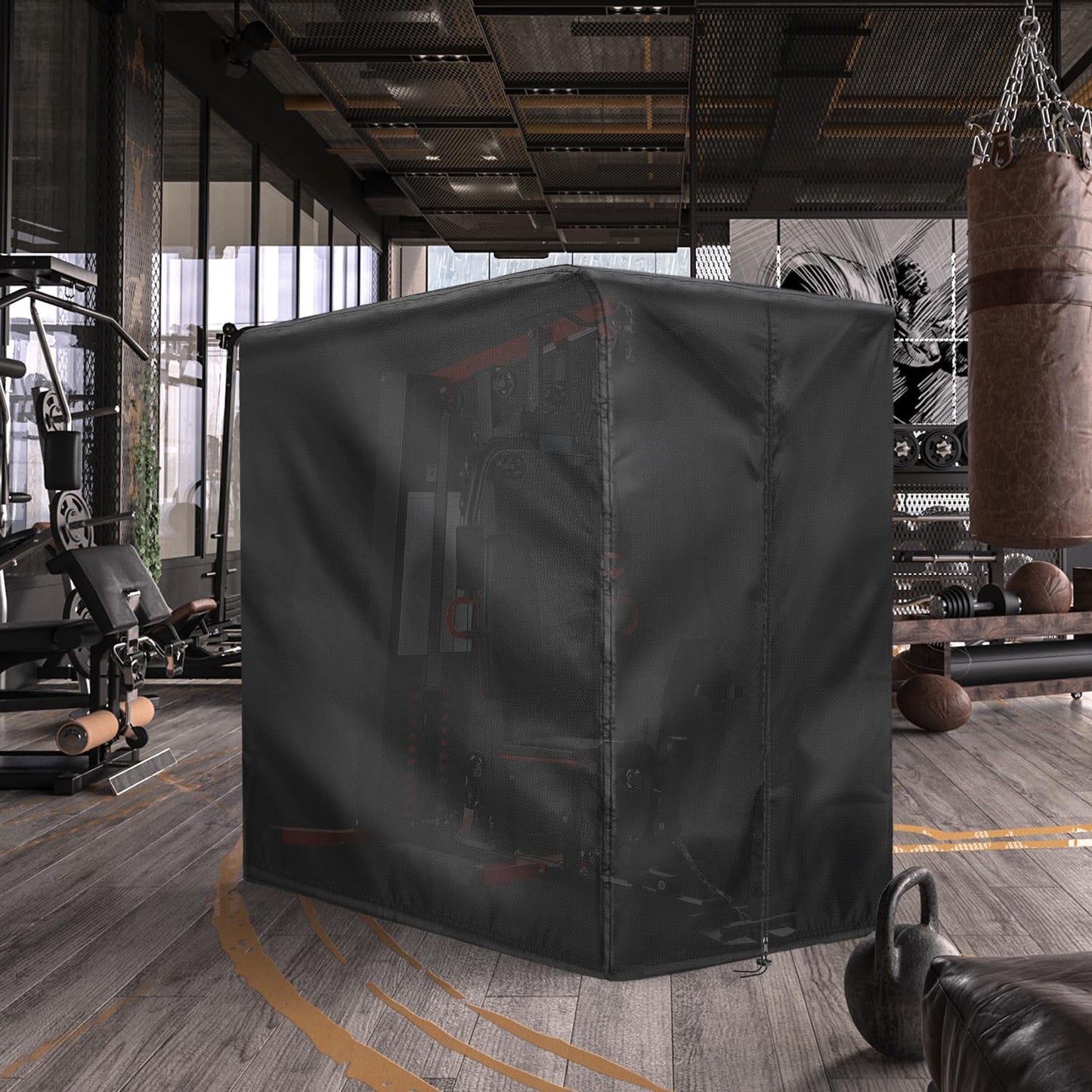 Letsteel Workout Equipment Cover, 420D Oxford Home Gym Equipment Cover, Protect for Home Gym Equipment/Gym Equipment for Home Garage (41" L x 68.9" W x 74.8" H)