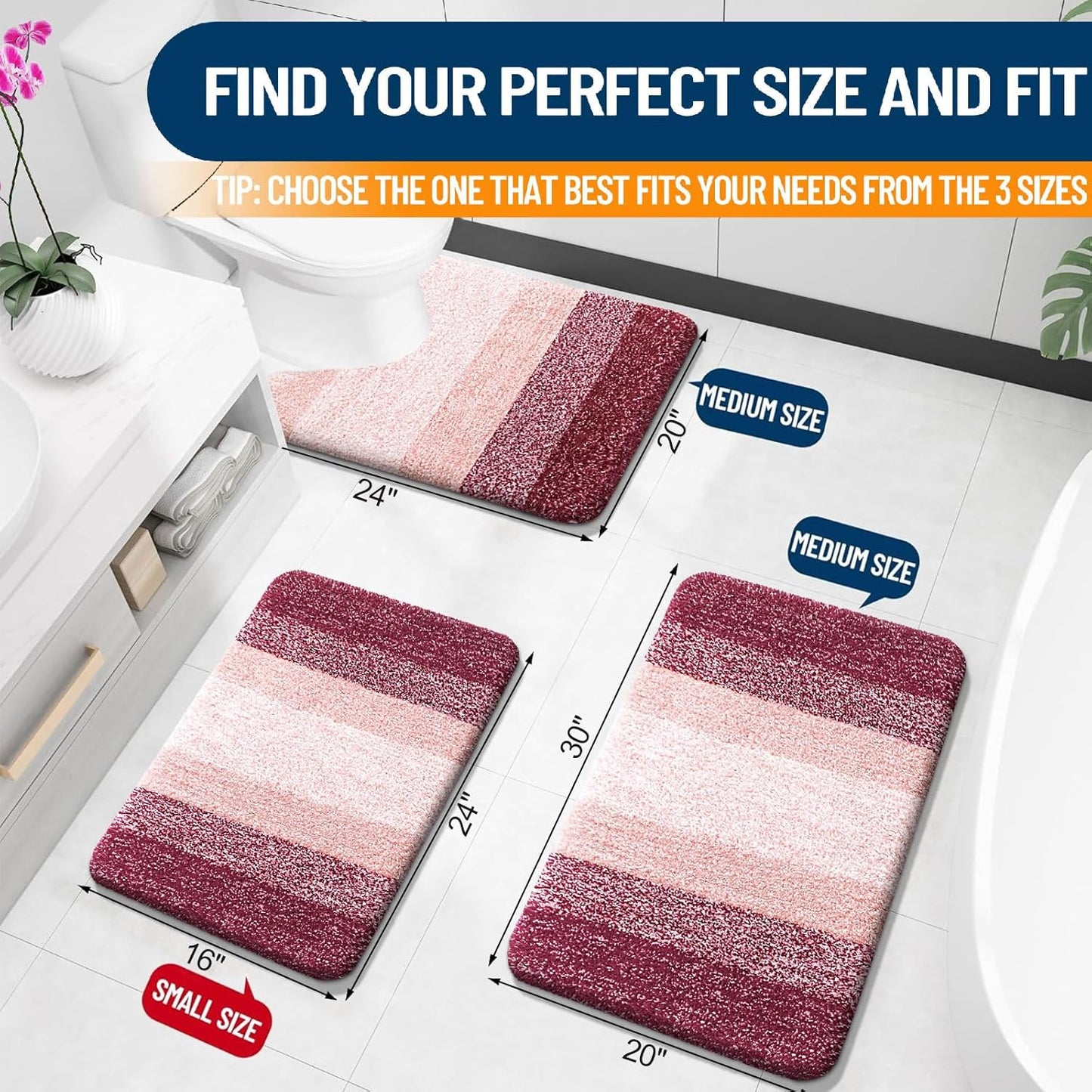 OLANLY Bathroom Rugs | Extra Soft Absorbent Microfiber Mat 34x21 - Quick Dry, Machine Washable, Red