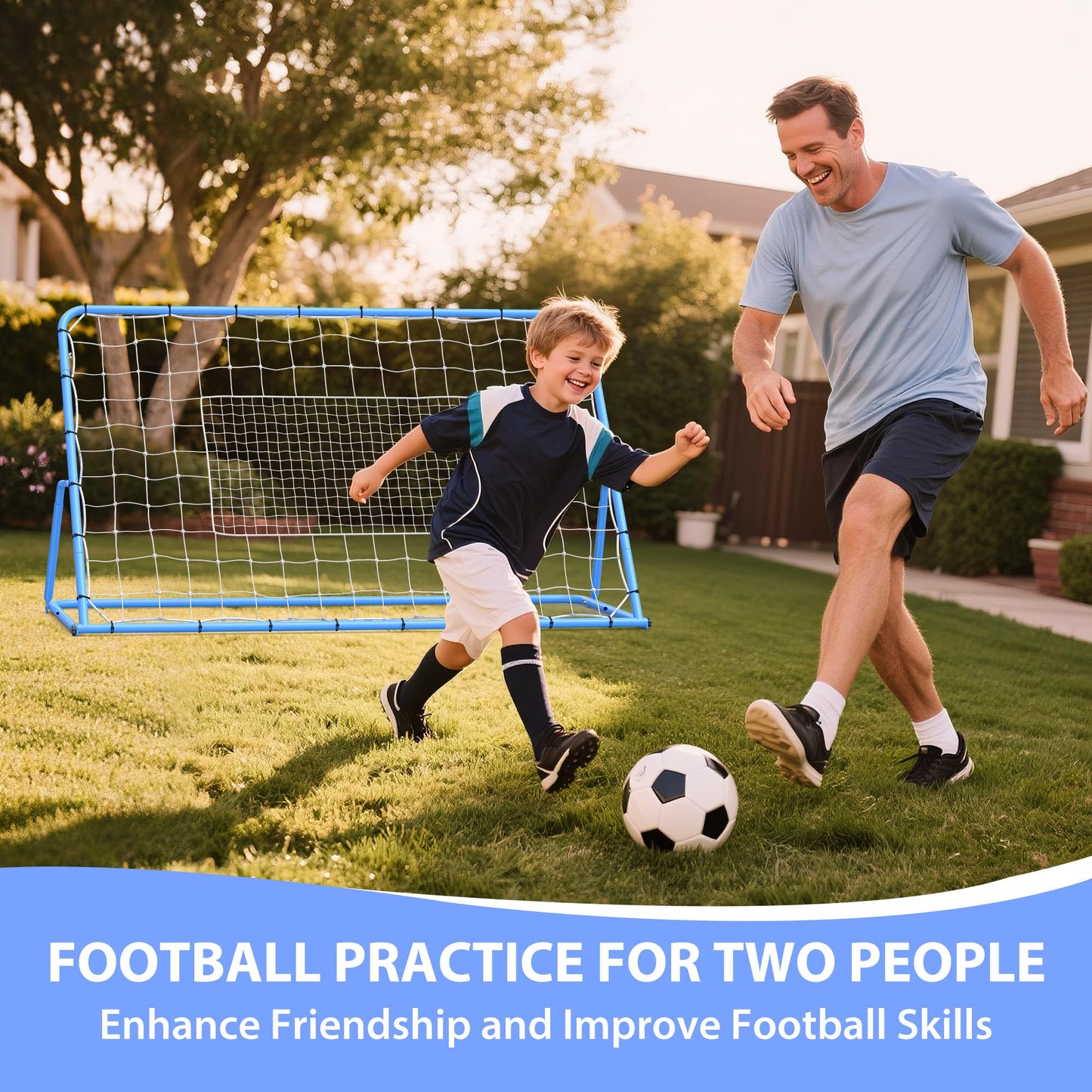 GarveeLife 6X4 Ft Adjustable Soccer Rebounder Net, Heavy Duty Soccer Rebound Net with Iron Frame, Rust Resistant, Football Training Equipment for Backyard/Field, Easy Assembly
