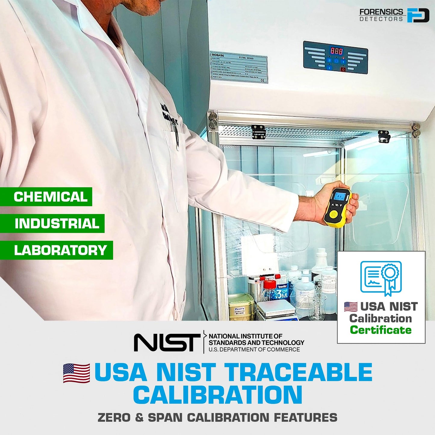 Styrene Gas Detector (C8H8) by Forensics | USA NIST Calibration & Certificate | Dust & Explosion Proof | USB Recharge | Sound, Light and Vibration Alarms | 0-100 ppm |