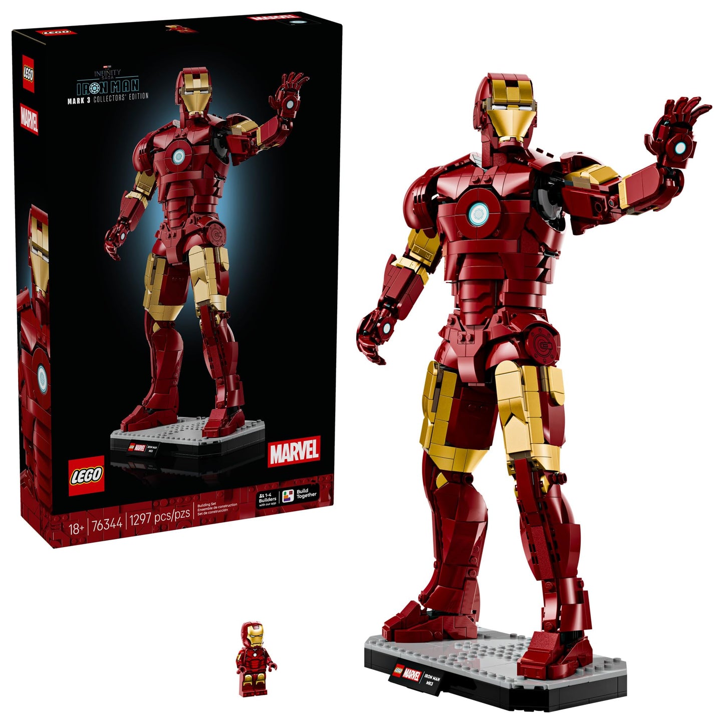 LEGO Marvel Iron Man Mark 3 Collectors’ Edition Building Set - Poseable Super Hero Construction Kit W/Mark 3 Minifigure for Adults, Ages 18+ - Collectible Gift Idea for Birthdays - 76344
