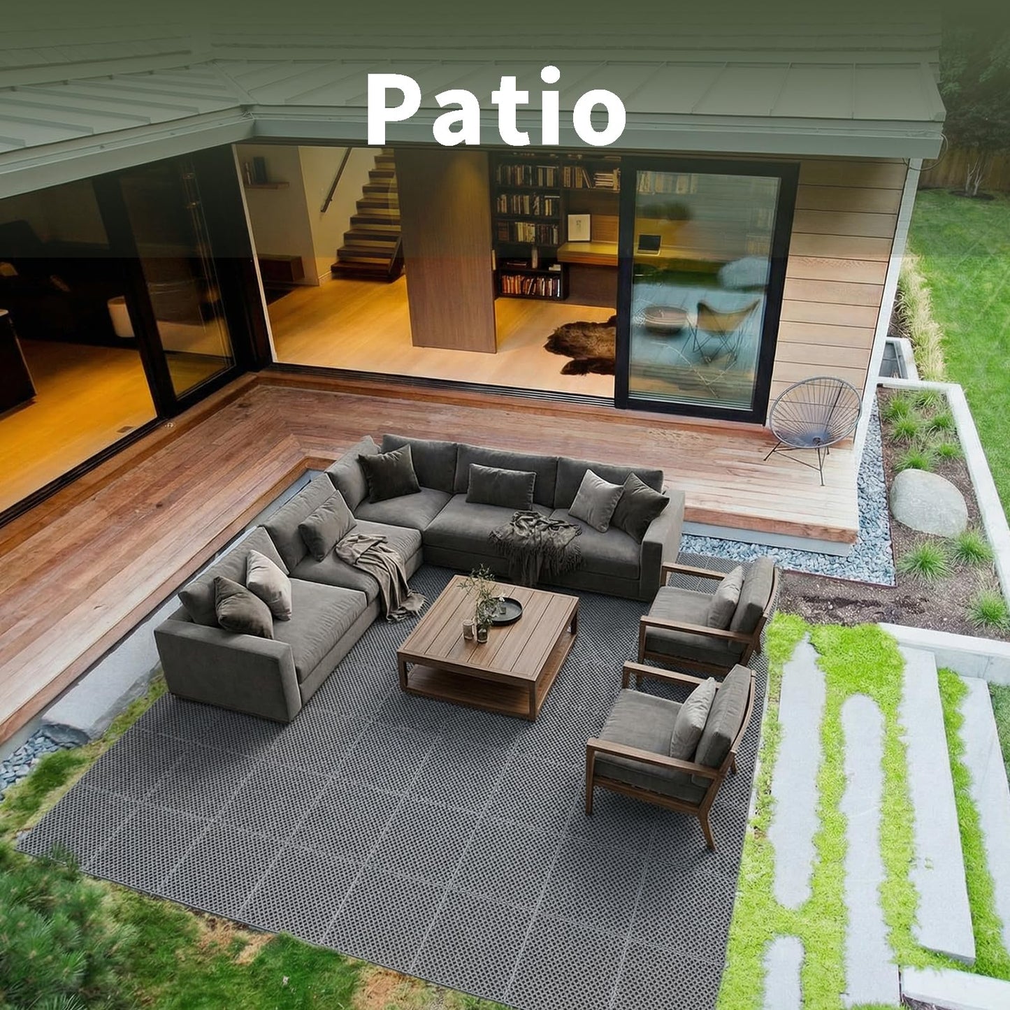 Fast-Drying Outdoor Decking for Garden, Kennel, Storage Shed, Basement, Garage, Patio, Bathroom, 10 PCS 12''x12''x0.59'' Heavy-Duty Interlocking Decking Tiles, Maximum Bearing Capacity up to 6613 LBs