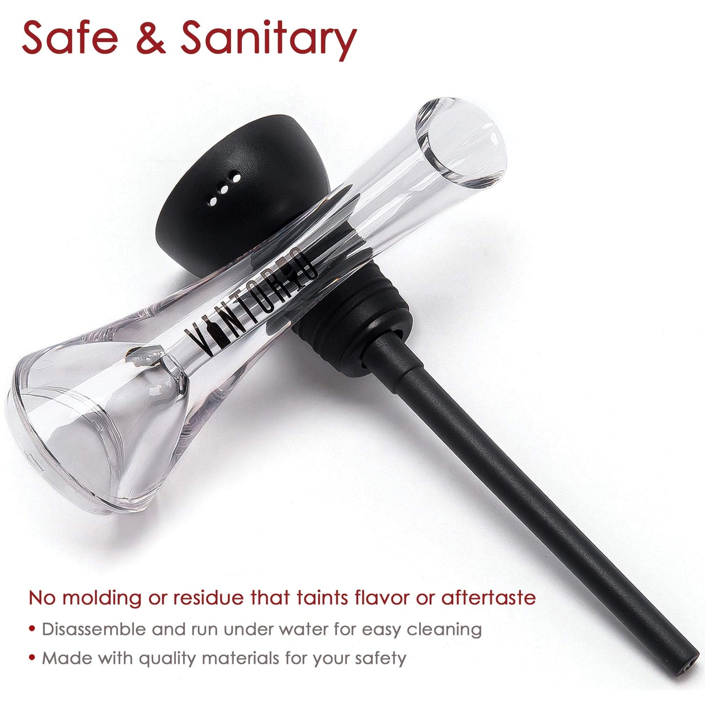 Vintorio Wine Aerator Pourer - Premium Aerating Pourer and Decanter Spout (Black)