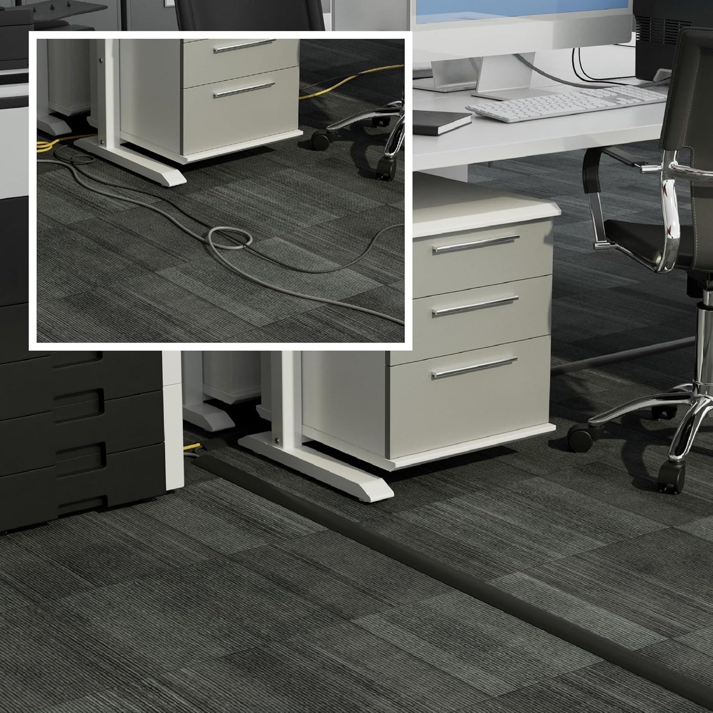 D-Line 6ft 0.63" 0.31" Floor Cord Cover, Cable Protector, Hide Extension Cords, Protect Cords, Prevent Cable Trips