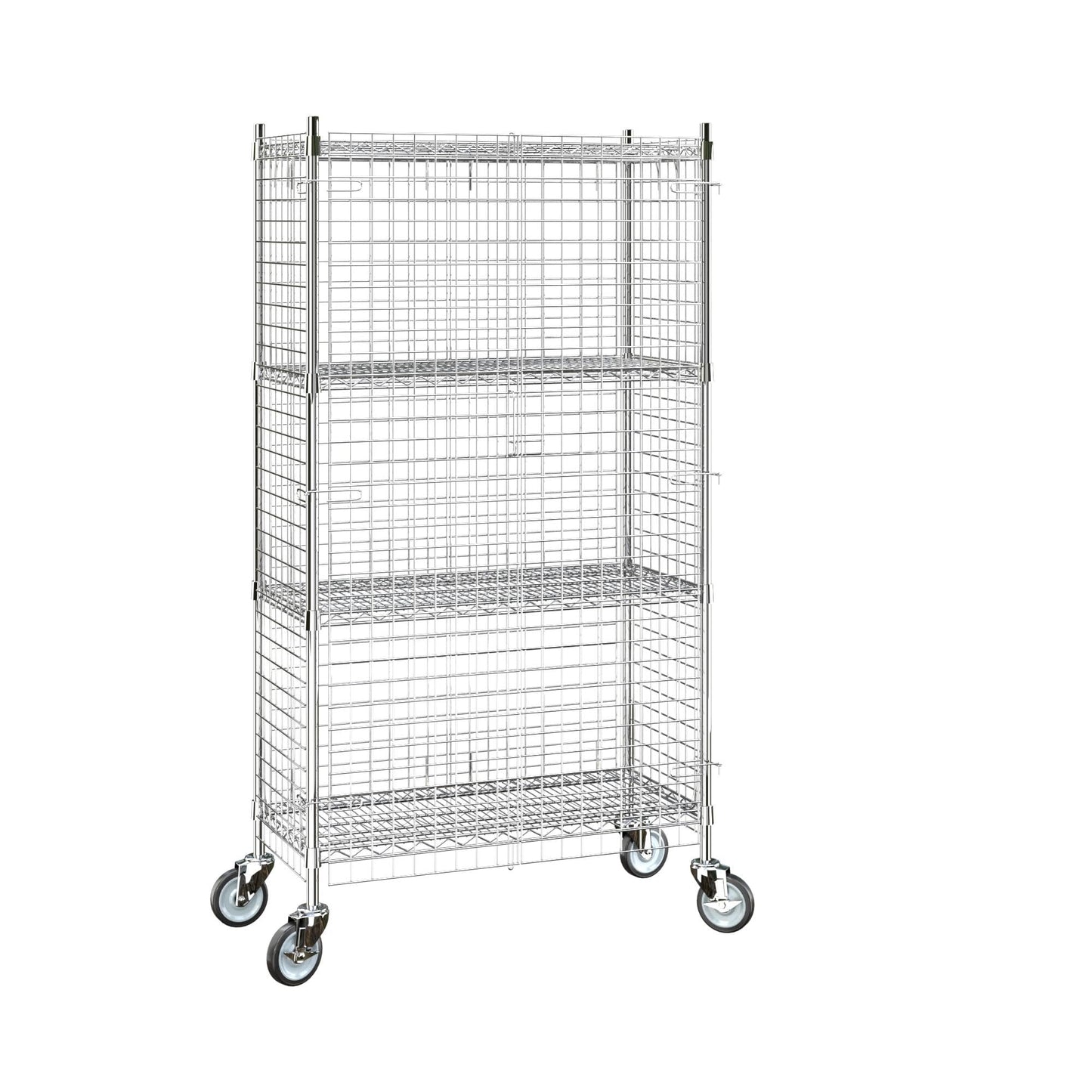 Krollen Industrial 18"x36"x70" Metal Wire Chrome Security Heavy Duty Commercial NSF Certified Storage Unit | Mobile Wire Security Cage Kit