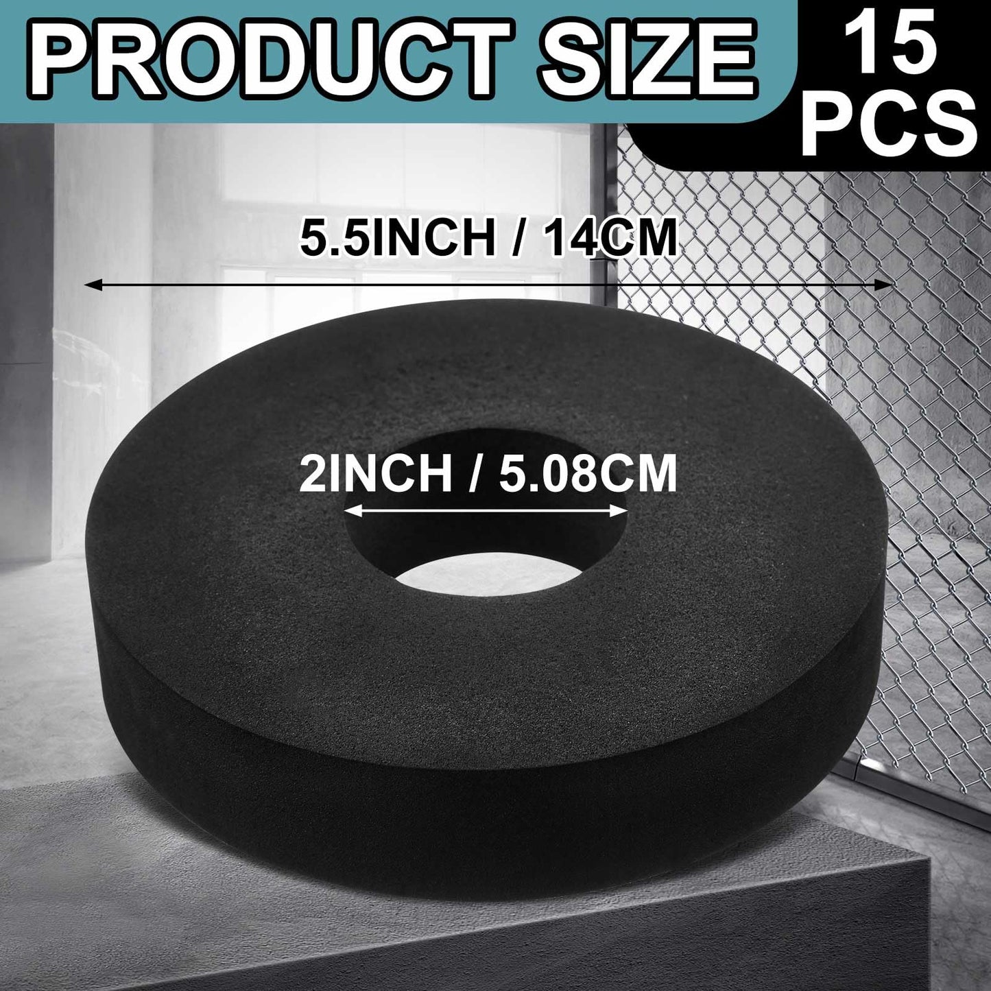 Otoolling 15 Pcs 2 Inch EVA Weight Plate Spacers, Dumbbell and Barbell Noise Reduction Pads for Home Gym and Strength Training, Sled Push Pull Workouts