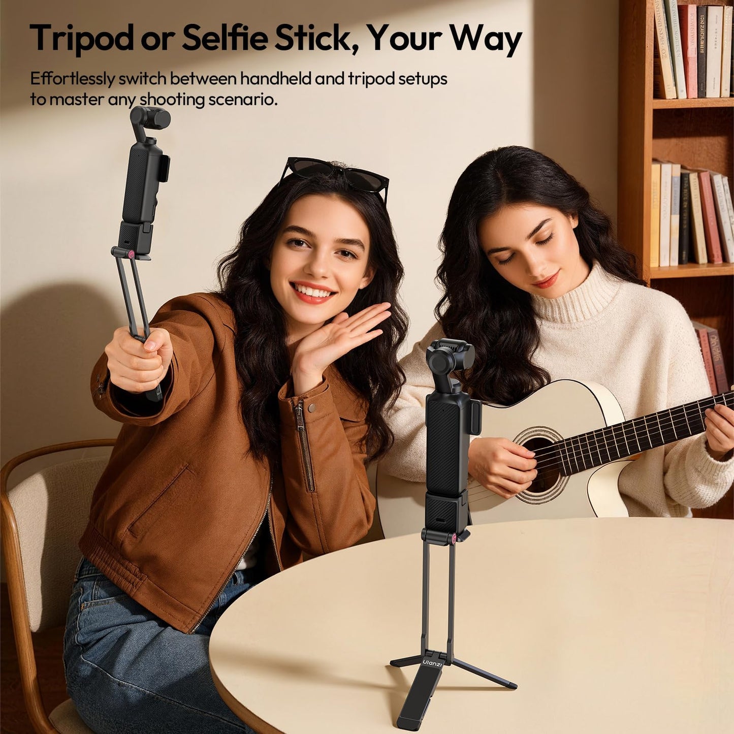 ULANZI MA66 Camera Tripod Compatible with DJI OSMO Pocket 3/Pocket 4,Quick Release Camera Stand with 1/4 Mount,Uka & Arca-Swiss Magnetic Foldable Selfie Stick,Mantis Hook Stand for Desktop Video Live