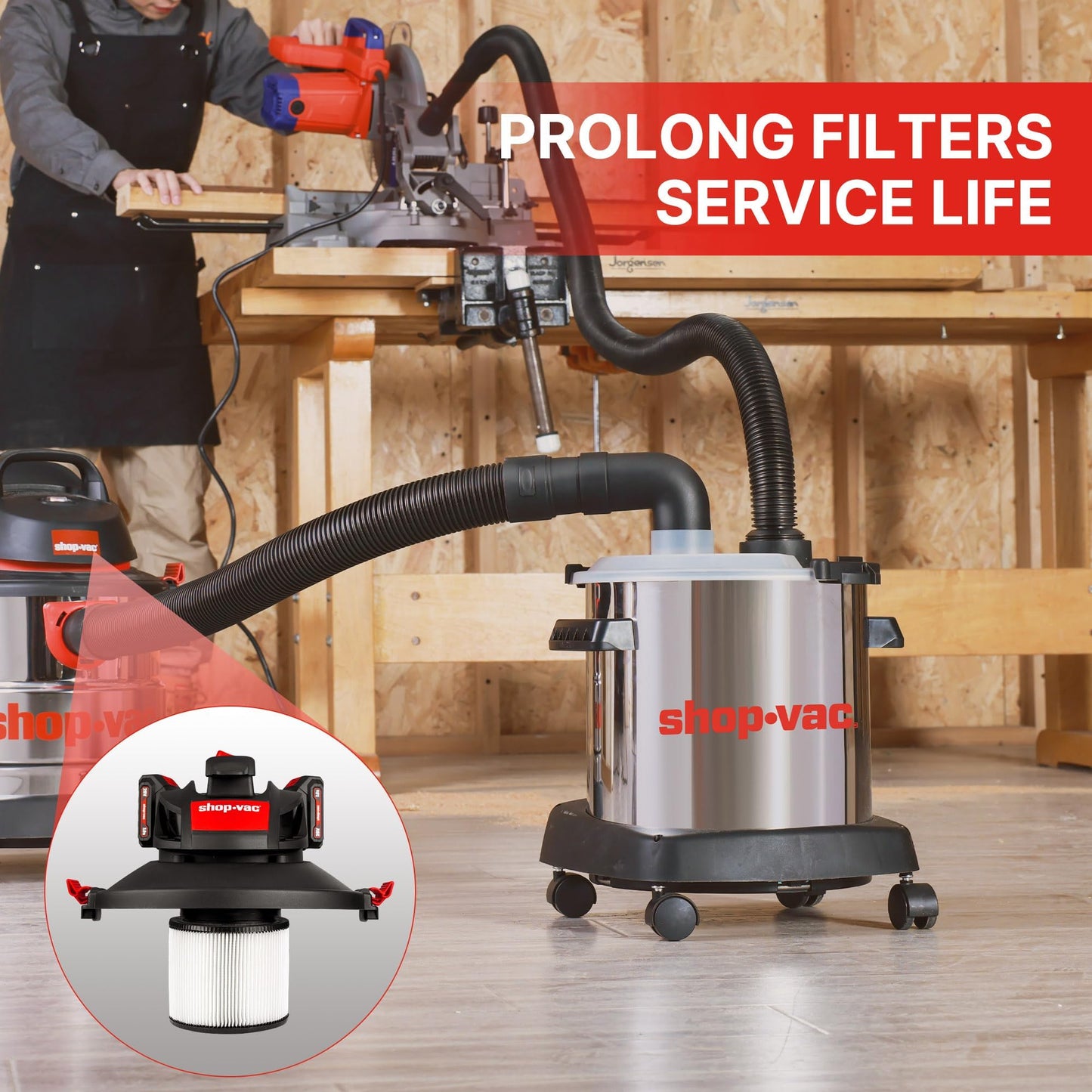 Shop-Vac 12 Gallon 6.0 Peak HP Wet/Dry Vacuum and Dust Collector with 5 Gallon Stainless Steel Tank