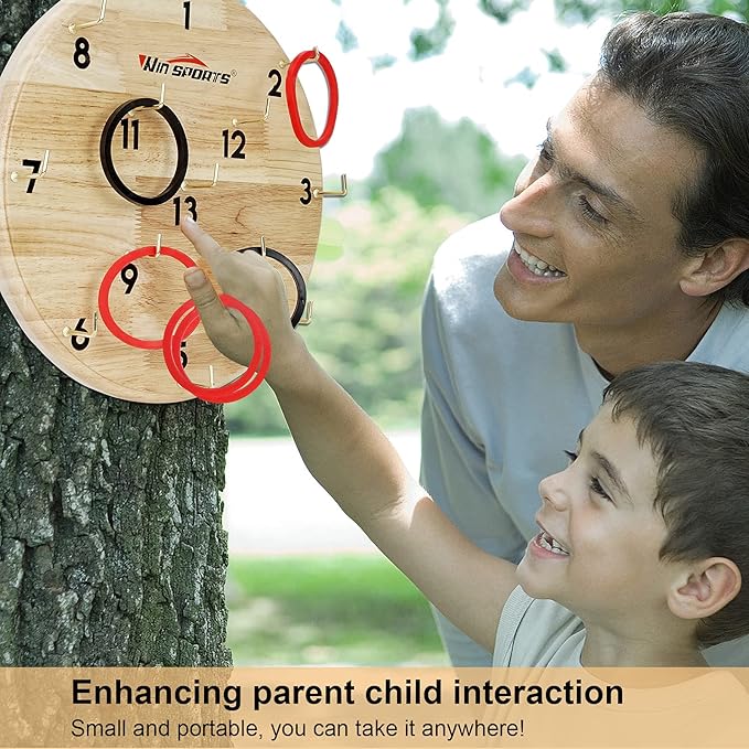 Ring Toss Game,Indoor Outdoor for Kids Adults Family,Fun Tailgate or Hangs on Wall,Exciting Gift Idea, Safe & Durable Design,Includes 13 Metal Hooks and 14 Rubber Rings
