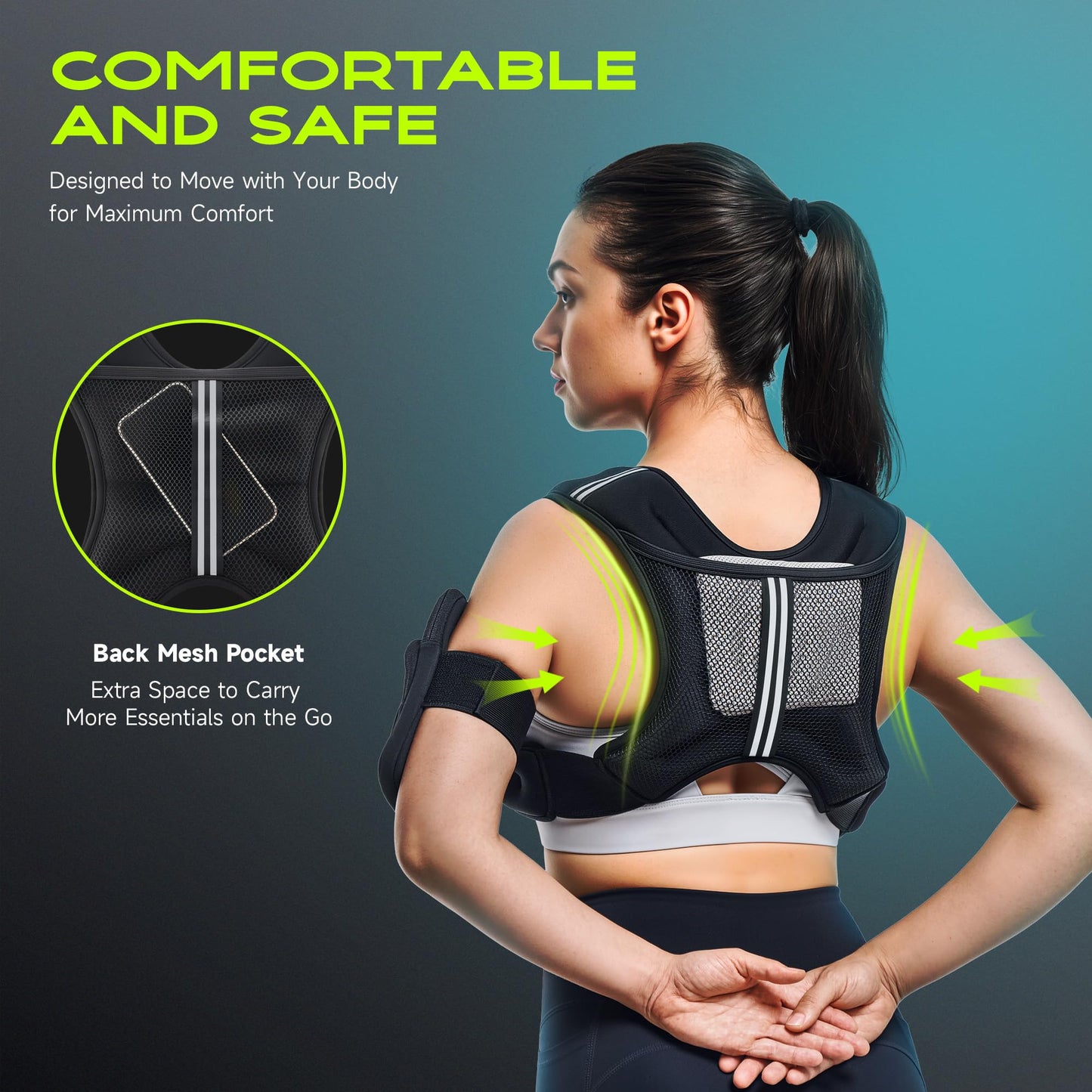 Liveet Weighted Vest, Weighted Vest for Women Men, 10lb Weight Vest with Pocket Reflective Strips Adjustable Buckle Straps SGS Certified Weight Vest for Walking Running Strength Training Cardio Workout