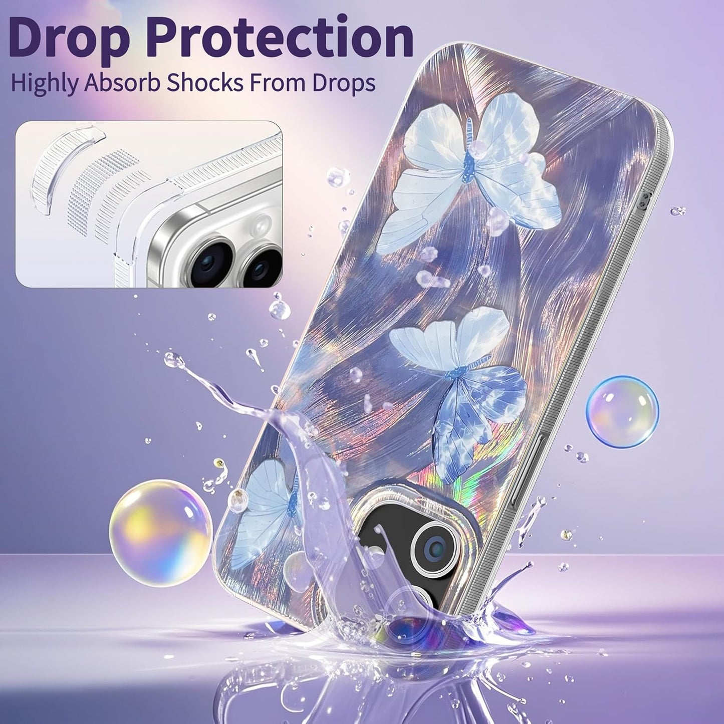Casegis 12&12Pro Compatible with iPhone Case,with [Shockproof Protective][Camera Protection] Cute Butterfly Aesthetic