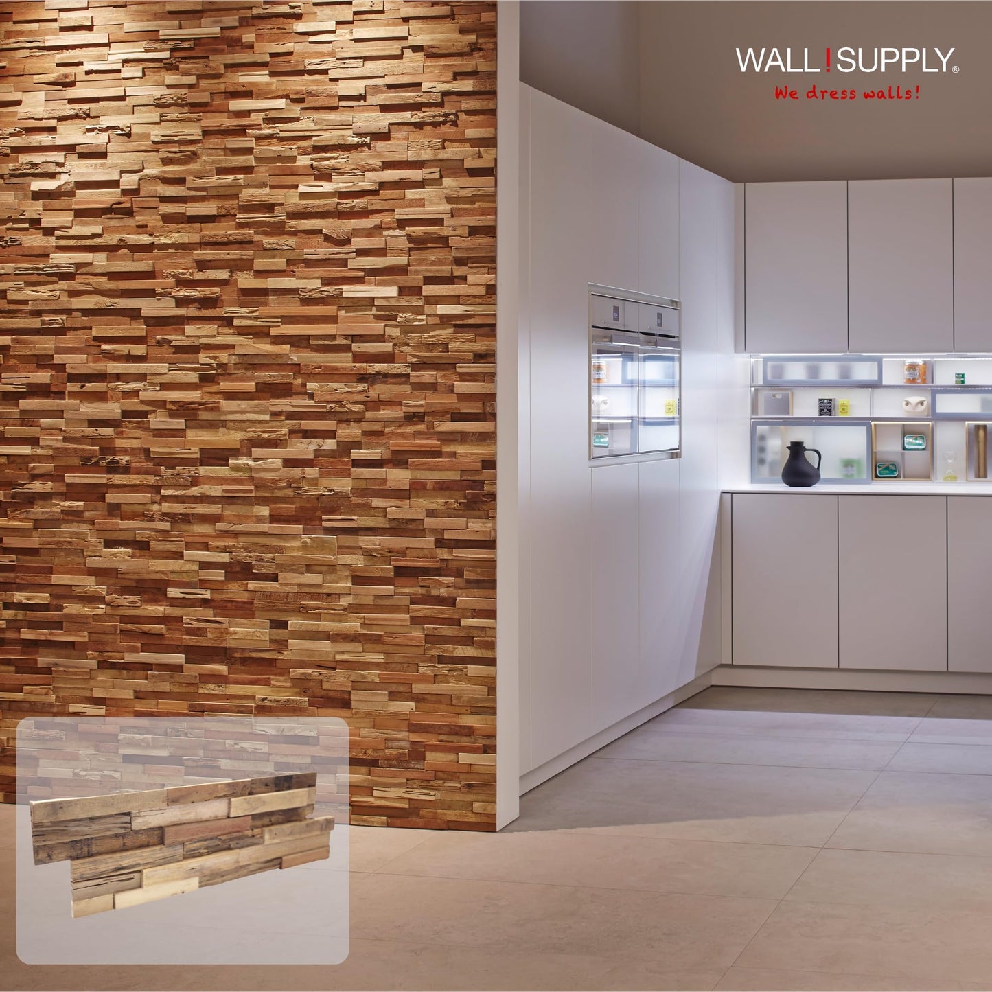 Wall!Supply 3D Wall Panels – Reclaimed Rustic Asian Teak Wood – Home Decor Wallpaper Alternative for Living Room, Bedroom & Office – Easy DIY Installation – 10 Pack, Covers 9.6 Sq Ft