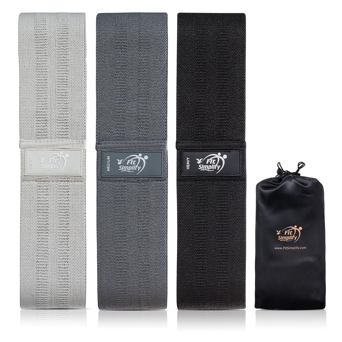 Fit Simplify Non Slip Fabric Resistance Hip Cloth Bands, Set of 3