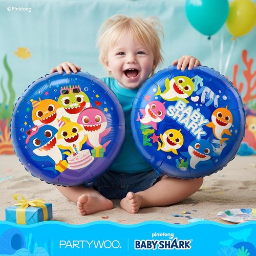 Baby Shark | PartyWoo Blue Foil Number 3 Balloon - 18 Inch Mylar Helium Birthday Decor for Kids