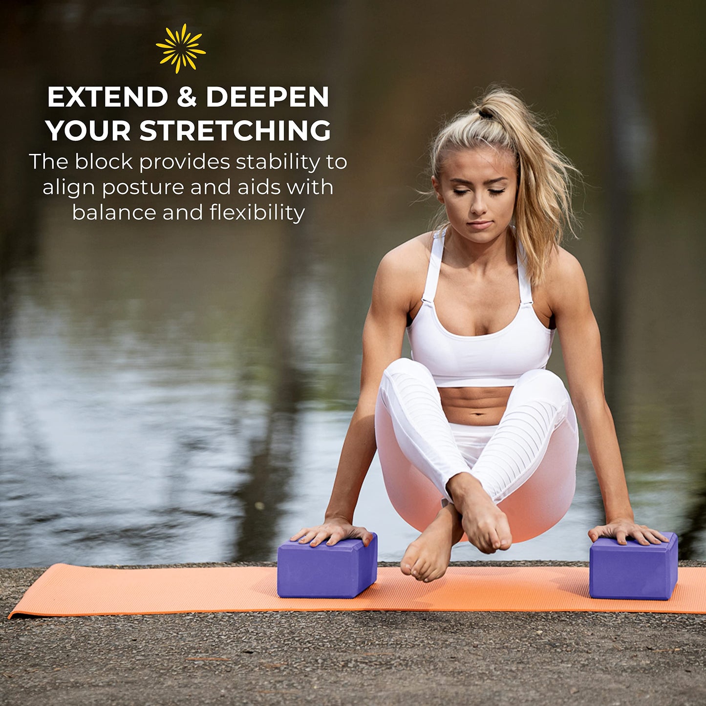 Sunshine Yoga 4" Yoga Block, 10 Pack Bulk EVA Foam Yoga Blocks, Firm and Supportive Yoga Brick, Balance Foam for Stretching, Pilates, and Workout, 4" x 6" x 9", Purple