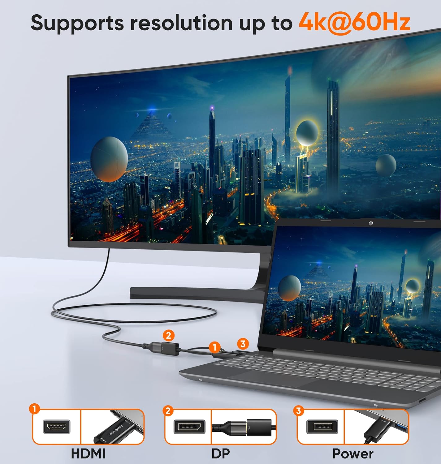 CableCreation 4K 2K@60Hz One/PS4/PS5 HDMI to DisplayPort Adapter with USB Power, X HDMI Male to DP Female Adapter