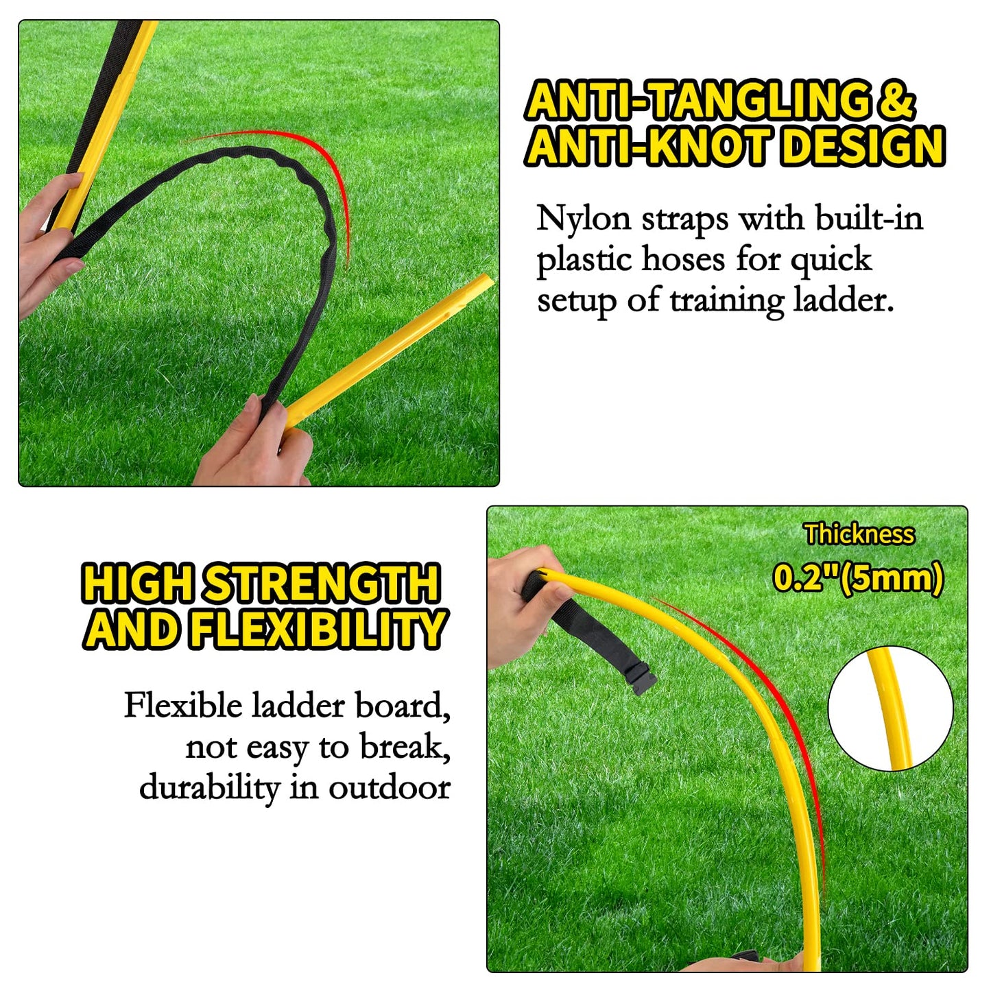 Socpuro Agility Ladder Speed Training Equipment 16FT 12 Rung Footwork Sports Agility Speed Ladder for Football Basketball Baseball with Carry Bag