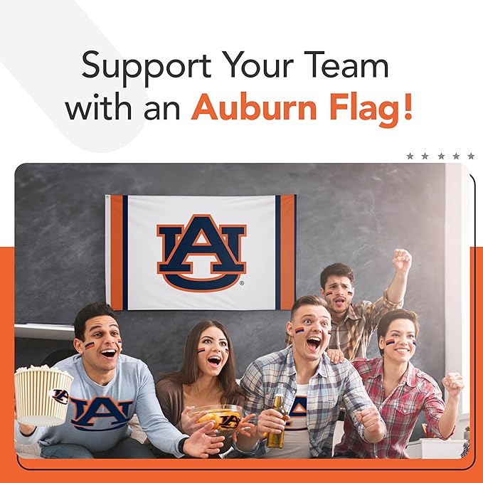 Auburn Tigers College Sports Printed Flag - NCAA Licensed - Nylon - School Banner (White) (3' x 5')